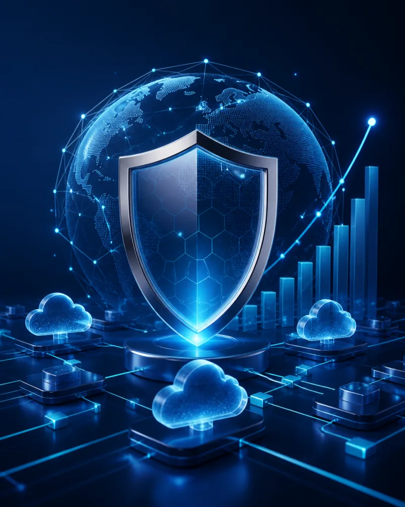 Escudo de ciberseguridad, visibilidad digital y crecimiento SEO