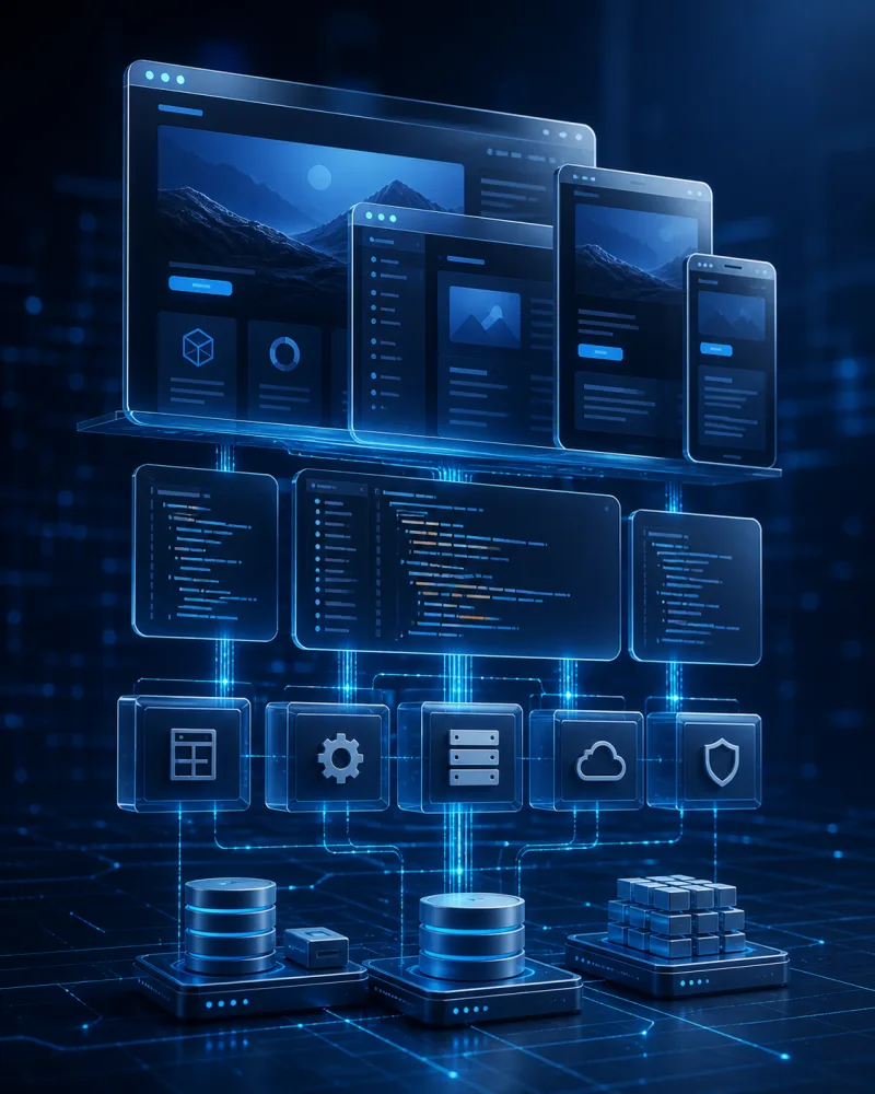 Arquitectura visual de desarrollo web full stack
