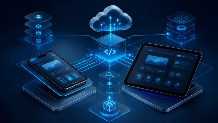 Aplicación multiplataforma conectada entre teléfono, tableta, nube y pruebas