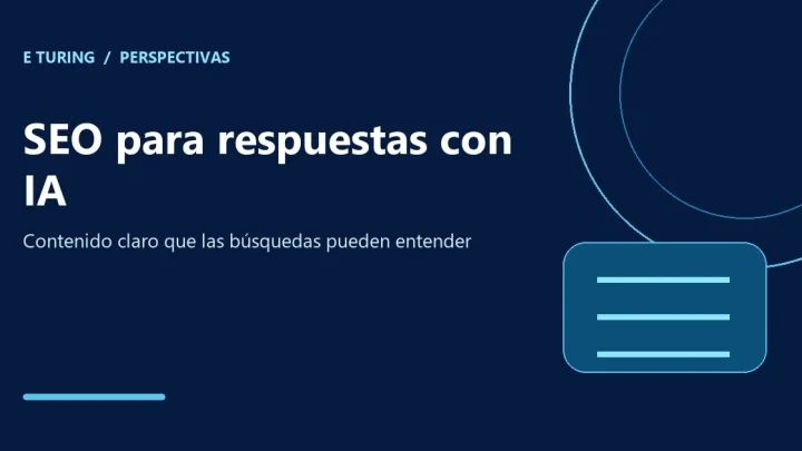 Portada editorial de E Turing para SEO con IA: cómo aparecer en las respuestas generadas por inteligencia artificial