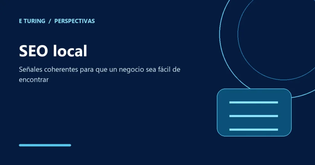 Portada editorial de E Turing para SEO local: cómo aparecer en las búsquedas de tu zona y en Google Maps