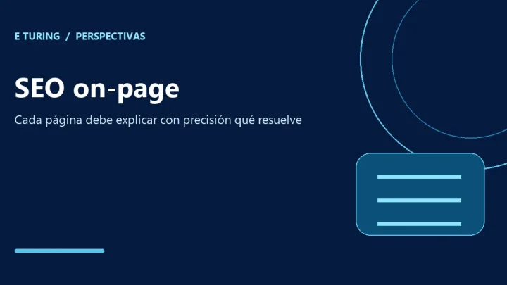 Portada editorial de E Turing para SEO on-page: guía práctica para optimizar cada página